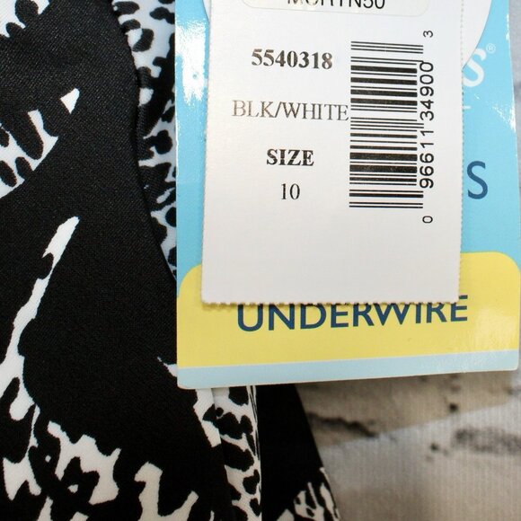 Swim Solutions Size 10 Black Spotted Leaves Underwire Tankini Top NWT - Picture 7 of 8